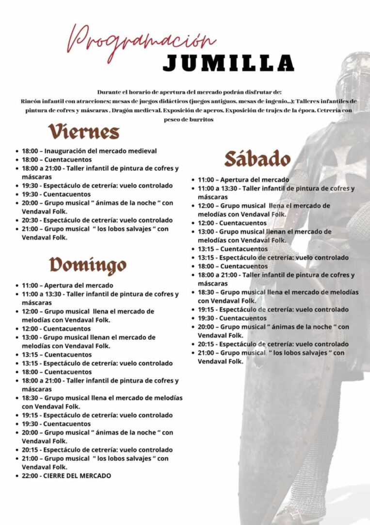 Programación  Mercado Medieval de Jumilla