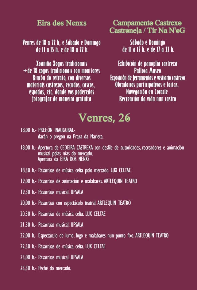 Programa CEDEIRA CASTREXA - Feira Celta de Cedeira 2026 1
