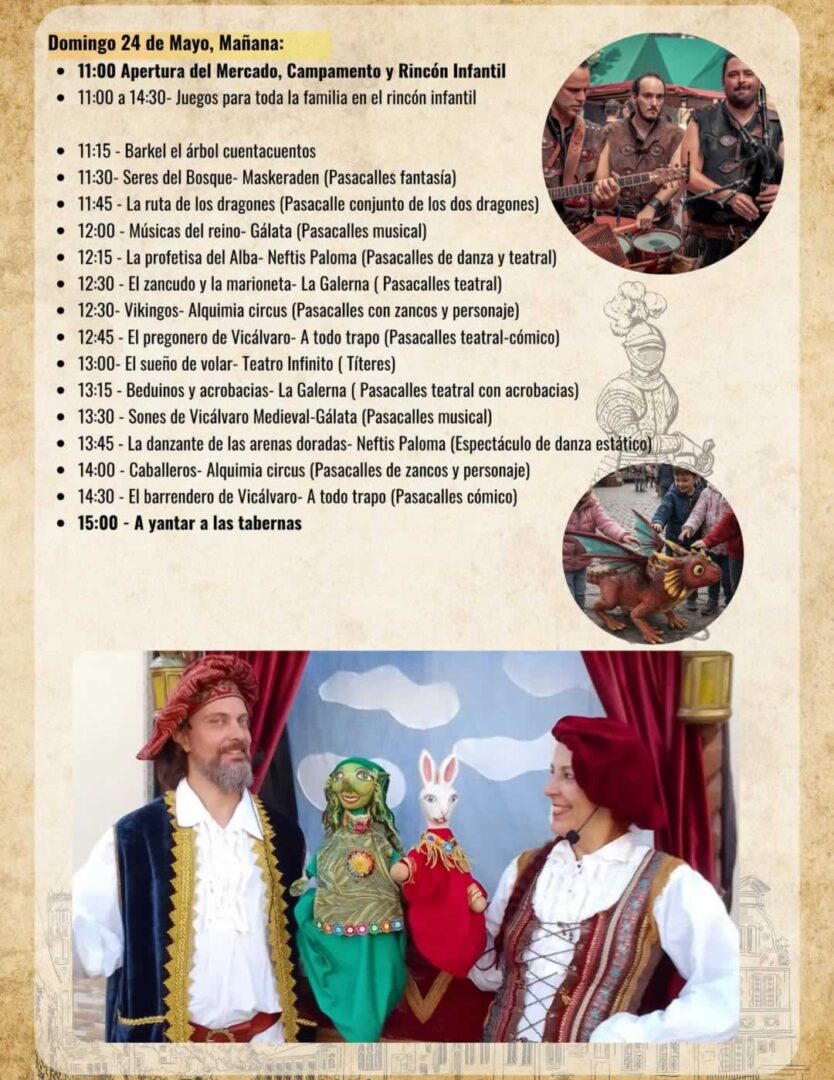 Mercado Medieval de Vicalvaro 2026 Programa Domingo mañana