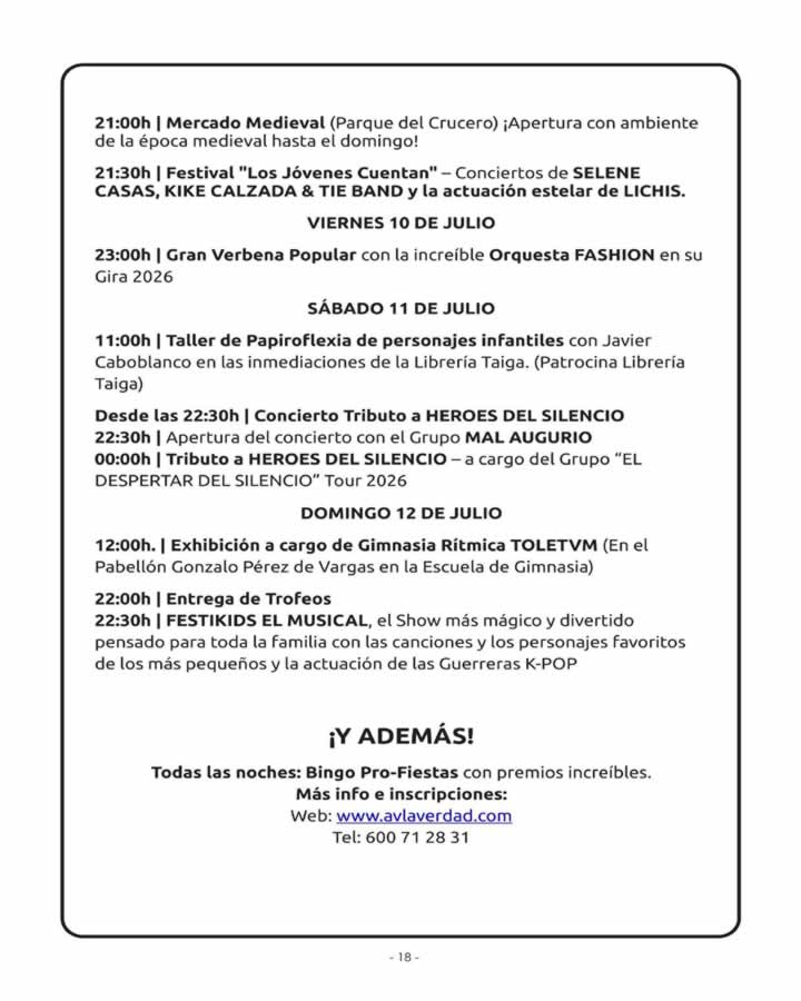 Mercado Nocturno en San Antón de Toledo 2026 | Programación 4 PROGRAMA FIESTAS DEL BARRIO 2026 SAN ANTON AVENIDA DE EUROPA page 0018