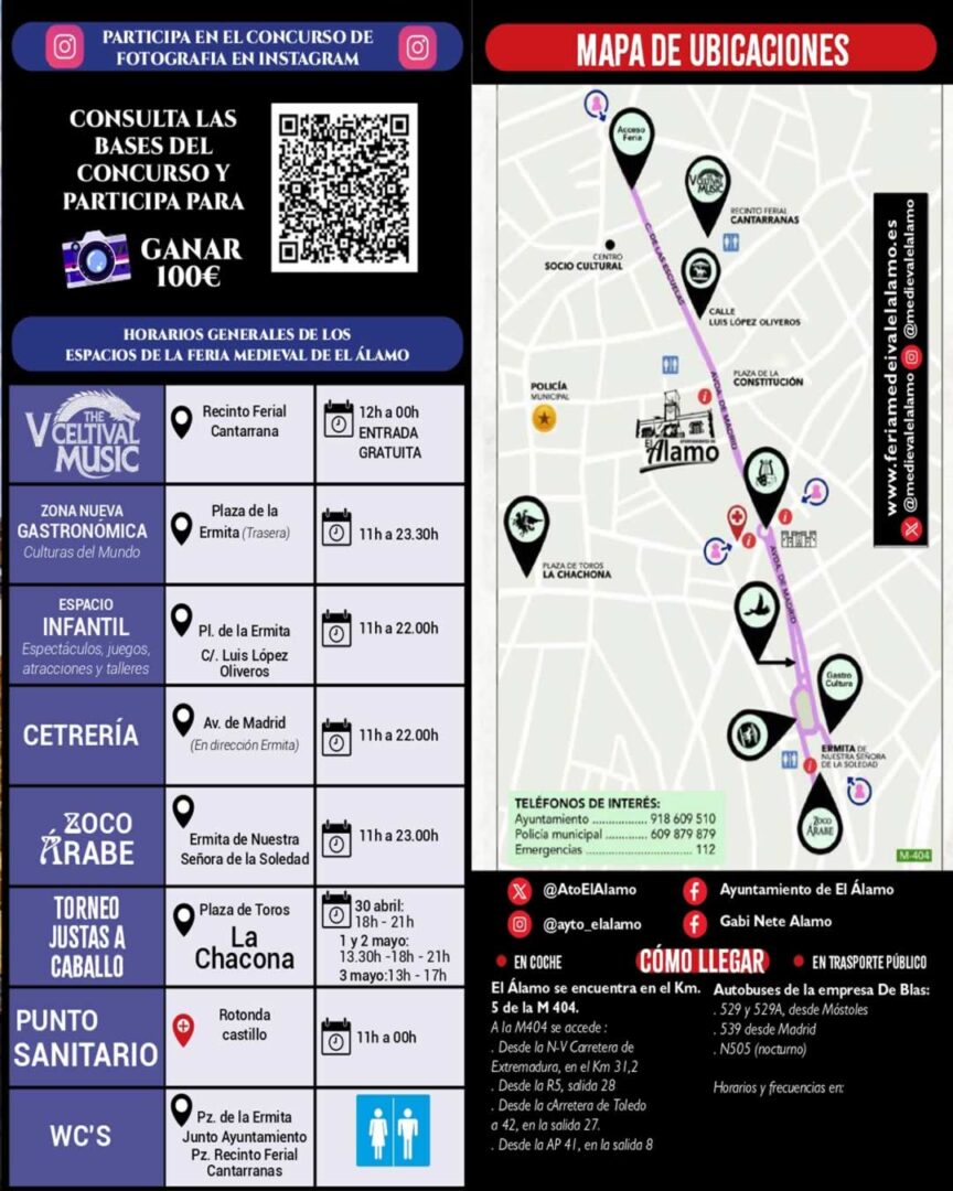 Programación XXIX Gran Feria Medieval de El Álamo parte del Mapa