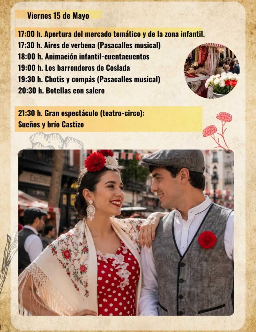  Programa del mercado castizo de Coslada Viernes 15 de Mayo