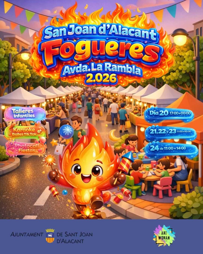 Fogueres Sant Joan d'Alacant (San Juan de Alicante) 20 al 24 de Junio 2026. Inscripciones abiertas para artesanos / mercaderes
