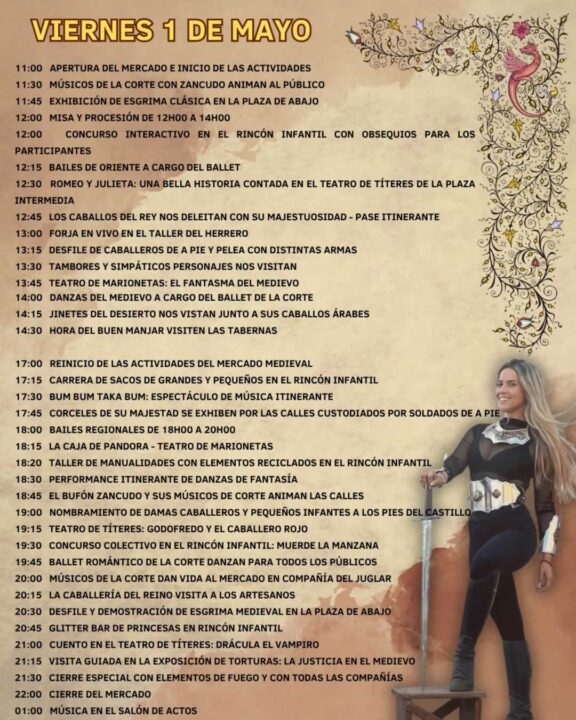 Programación - Timing del Mercado Medieval de Cofrentes 2026 - Culthisme - Viernes 2026