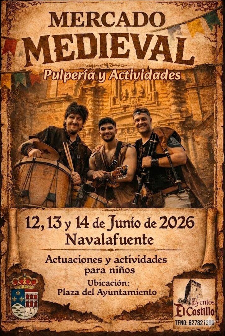 Cartel Mercado Medieval de Navalafuente, comunidad de Madrid 2026 - 12 al 17 de Junio 2026
