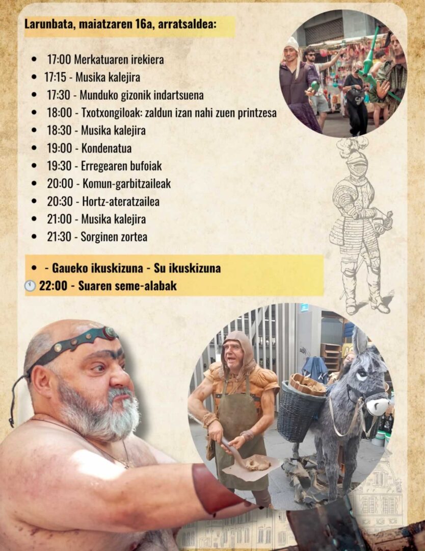 Mercado Medieval en Tolosa 2026 (Guipúzcoa) 7 medieval tolosa programa 16 mayo tarde