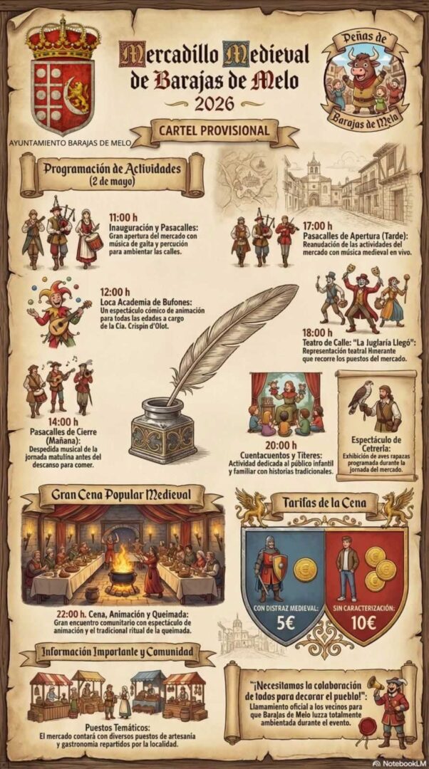 Mercado Medieval en Barajas de Melo 2026 (Cuenca) | Inscripciones abiertas 5 Cartel provisional del Barajas de Melo 02 de Mayo 2026 (Cuenca) | Inscripciones abiertas