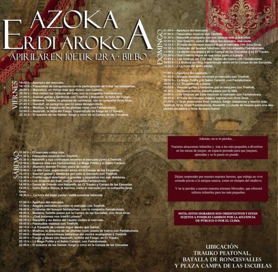 Programación del Mercado Medieval del Barrio de Trauko en Abril del 2026 - Programa completo