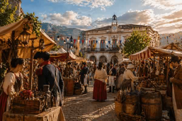 Imagen de ia con una recreación de un Mercado Napoleónico  