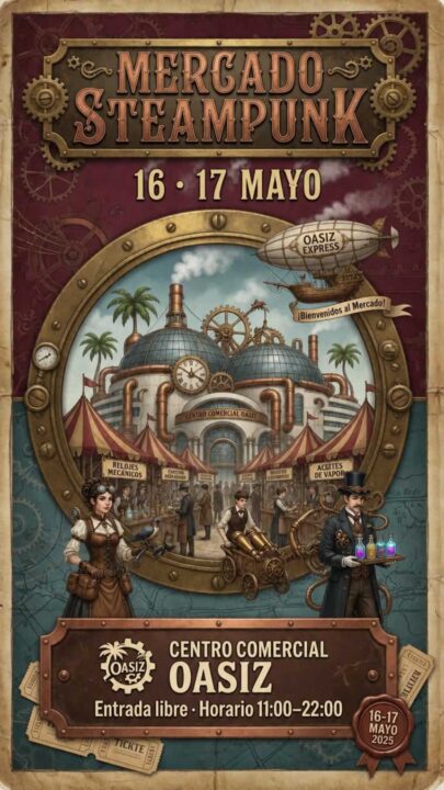 Mercado Steampunk en Torrejón de Ardoz 2026 6 Mercado Steampunk en Torrejón de Ardoz 2026 en Oasiz Madrid con estética victoriana retrofuturista