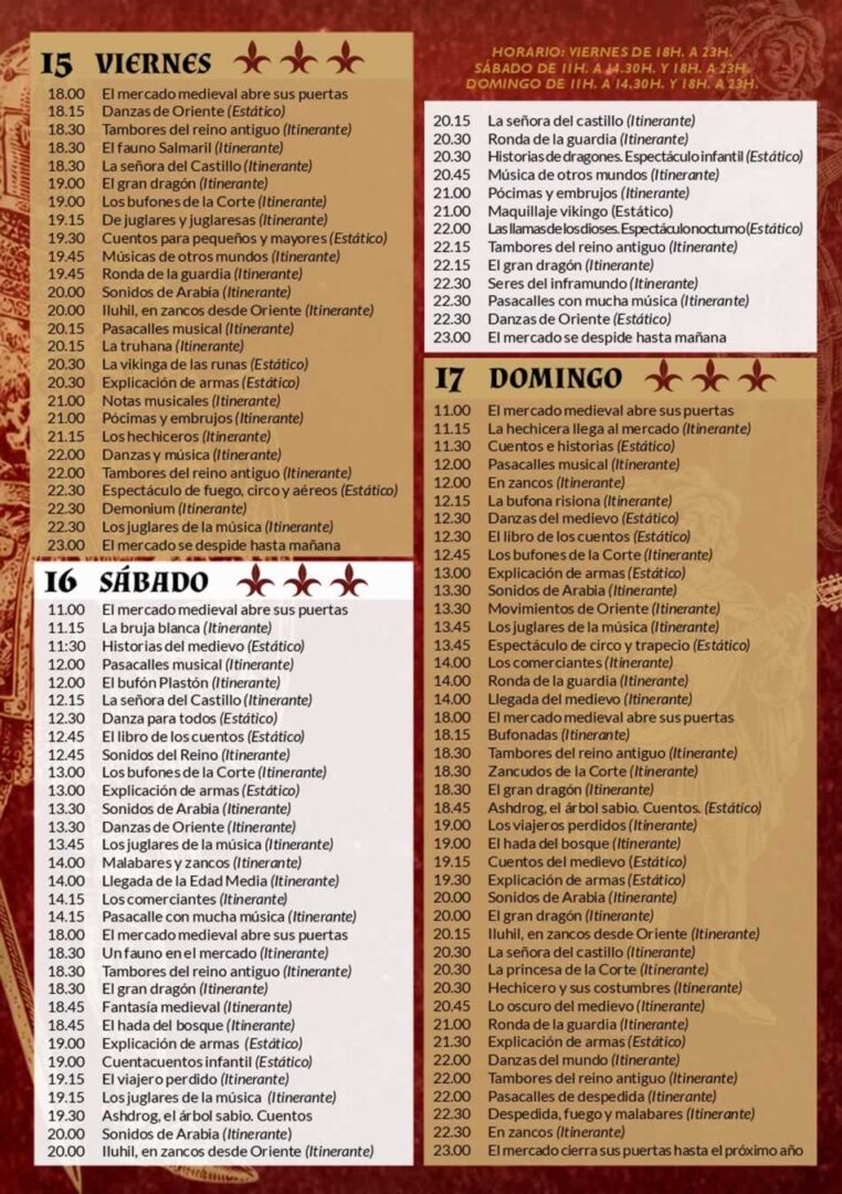 Programación del Mercado medieval de Burjassot 2026 (Valencia)