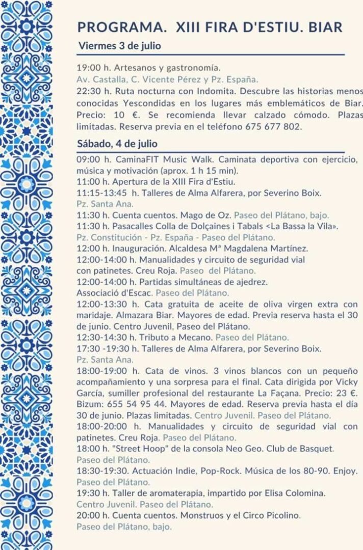 XIII Fira d'estiu - Els oficis de Biar 2026 (Alicante) 3