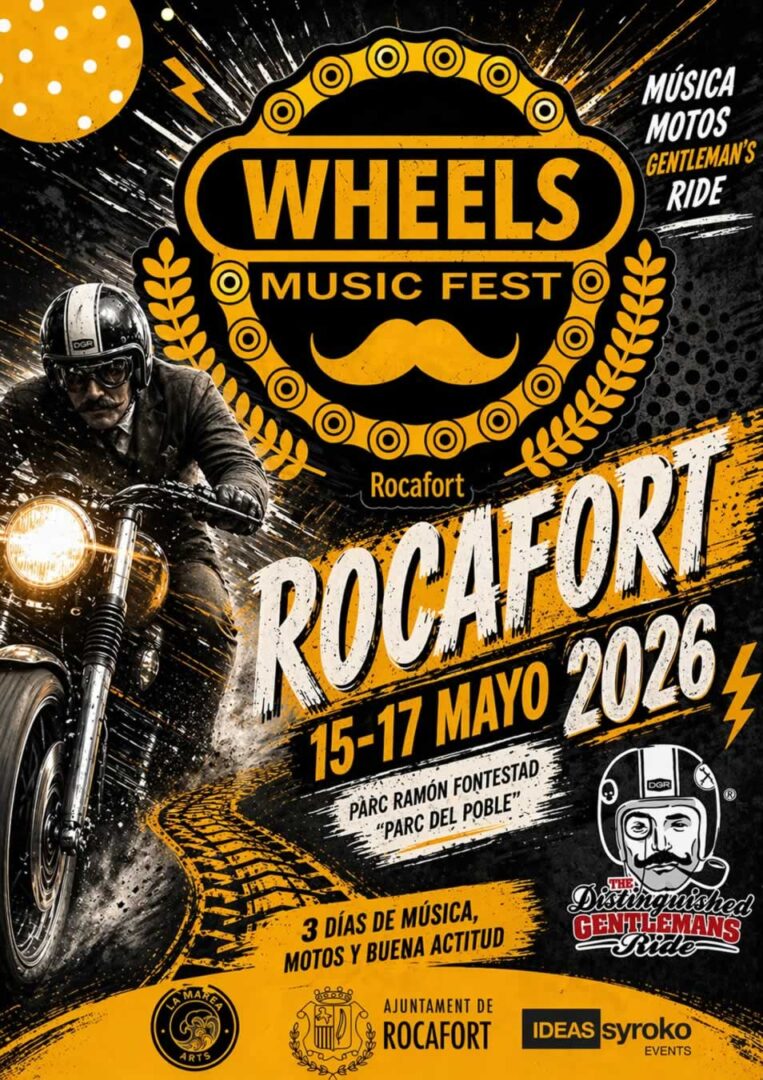 Cartel WHEELS MUSIC FEST en Rocafort 2026