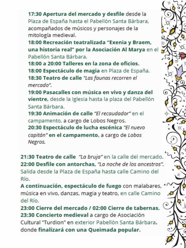 Programa XIII Jornadas Medievales de María de Huerva (Zaragoza) Día Sabado  por la tarde