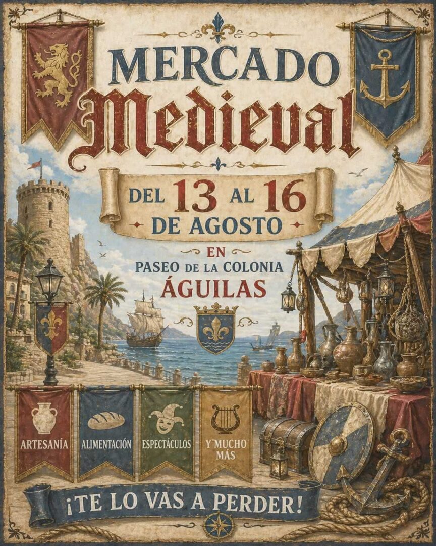 Cartel Mercado Medieval en Aguilas del 13 al 16 de Agosto del 2026