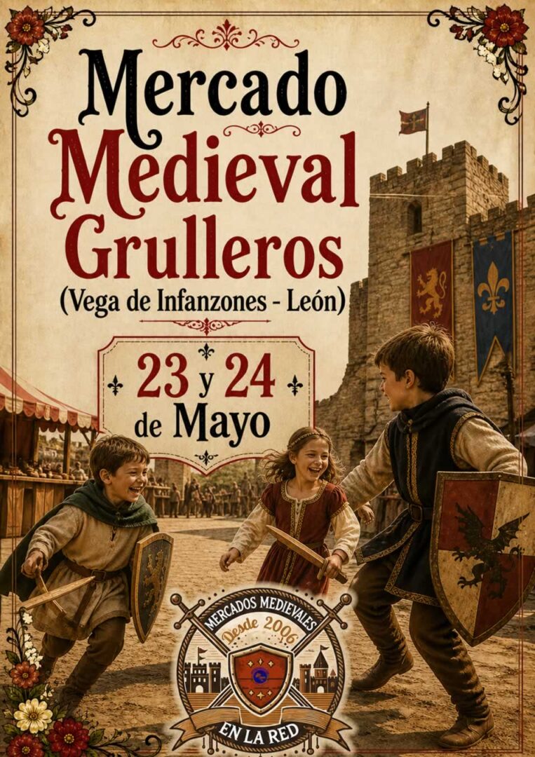 Cartel no oficial del Mercado Medieval en Grulleros 2026 (León) -MmRED