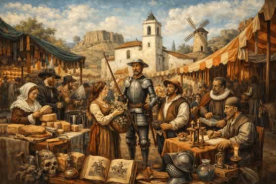 Representación del Mercado Cervantino en Argamasilla de Alba (Ciudad Real)