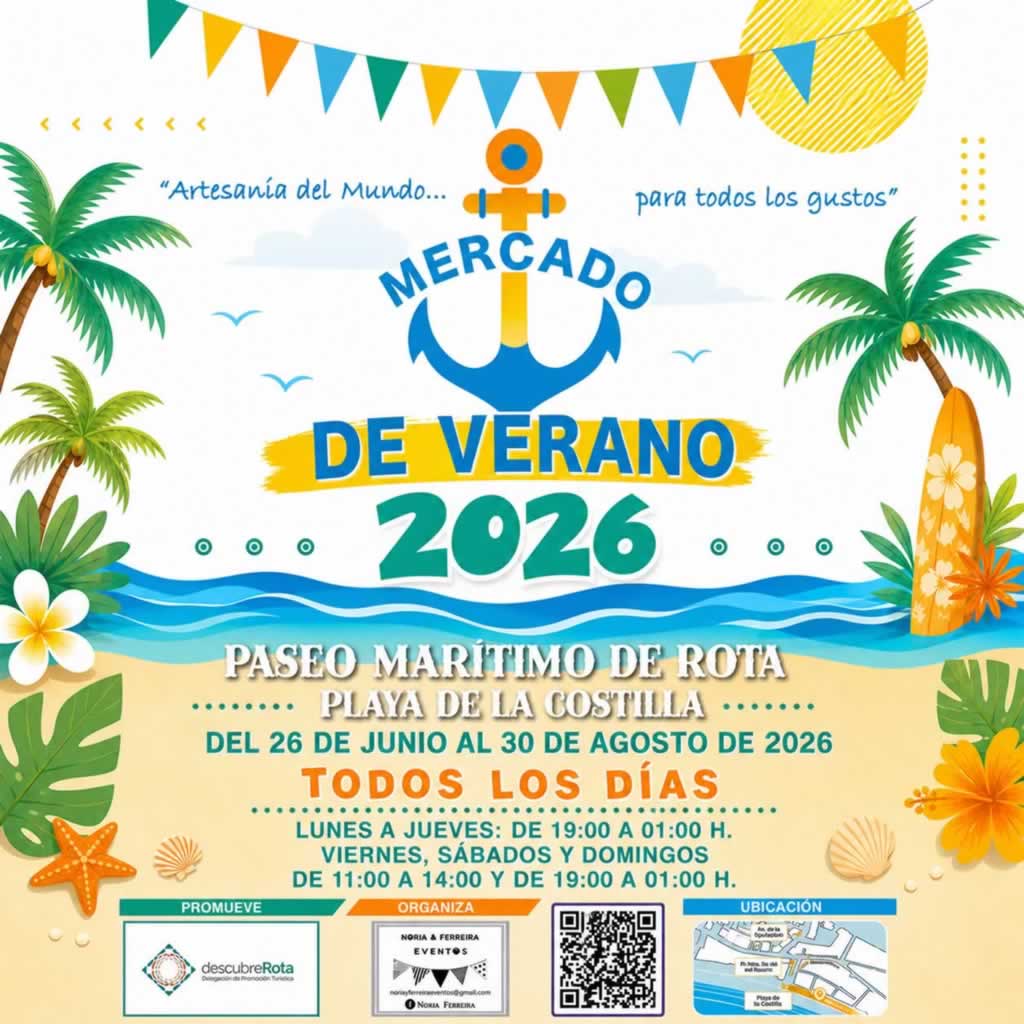 Cartel del Mercado de Verano en Rota (Cádiz) 2026