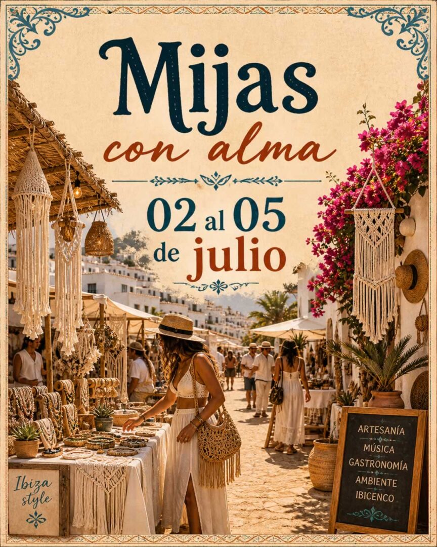 Mercado temáticos Mijas con alma 2026, Málaga con artesanía, gastronomía y espectáculos Julio 2026