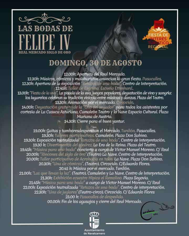 Real Mercado del Siglo de oro de Navalcarnero 2026 (Madrid) Programa del Domingo