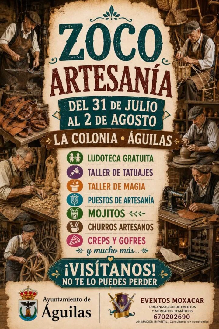 Cartel Mercado Zoco artesano en Águilas 2026 (Murcia)