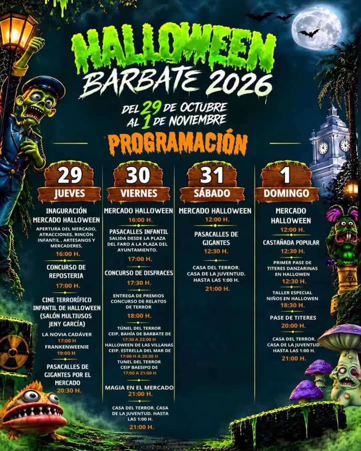 Mercado de Halloween en Barbate 2026 (Cádiz) Programa