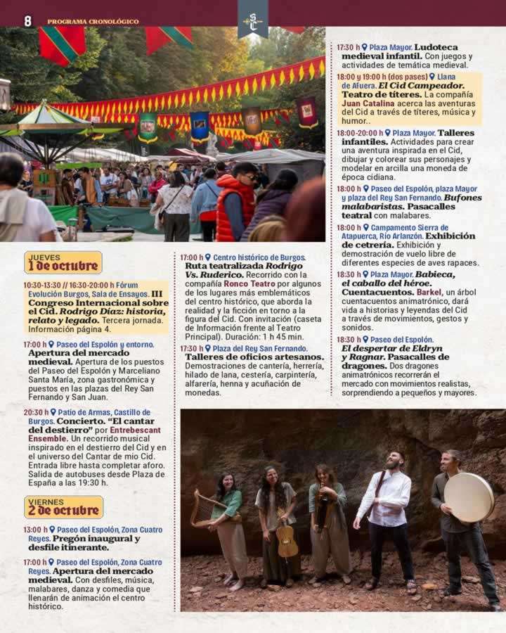 Programación del Mercado Medieval de Burgos 2026 | Semana Cidiana 5 Programa Semana Cidiana 2026 1 page 0008