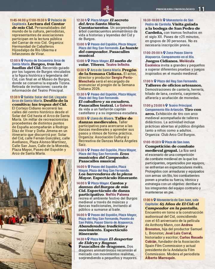 Programación del Mercado Medieval de Burgos 2026 | Semana Cidiana 8 Programa Semana Cidiana 2026 1 page 0011
