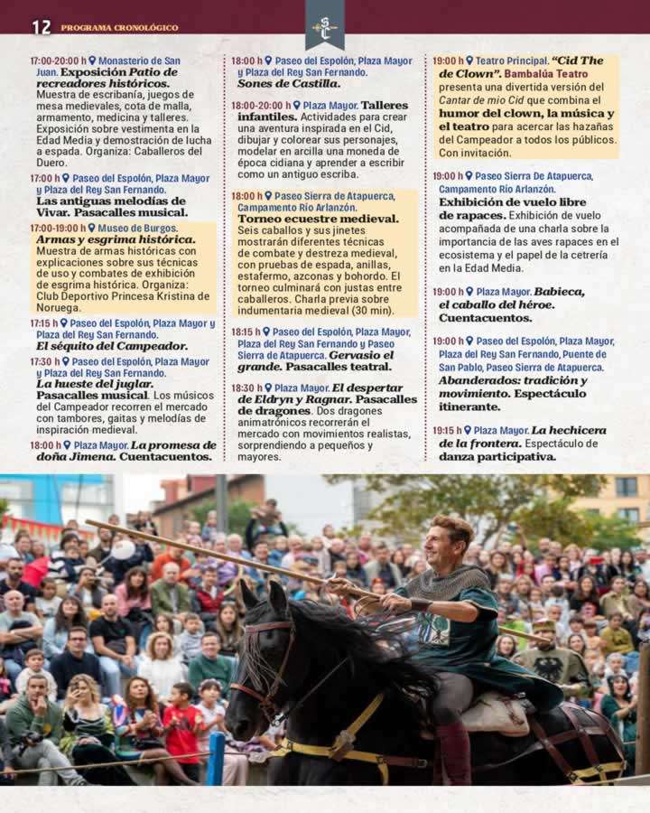 Programación del Mercado Medieval de Burgos 2026 | Semana Cidiana 9 Programa Semana Cidiana 2026 1 page 0012