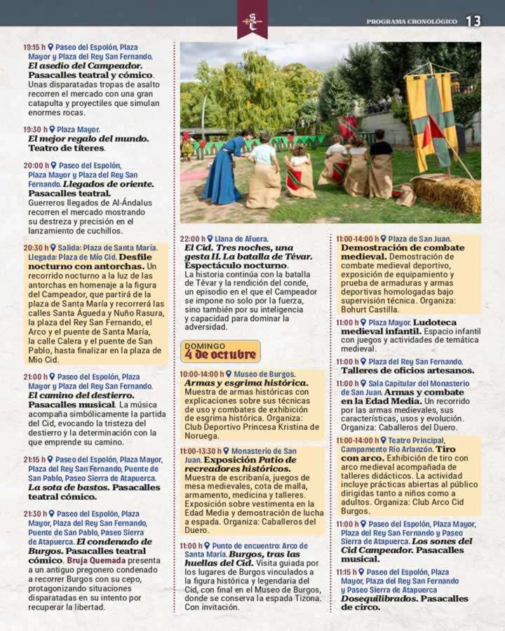 Programación del Mercado Medieval de Burgos 2026 | Semana Cidiana 10 Programa Semana Cidiana 2026 1 page 0013