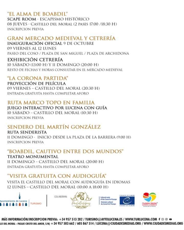 MERCADO MEDIEVAL DE LUCENA 2026 (Córdoba) 6 Programacion Zoco de Boabdil mercado medieval lucena 2026