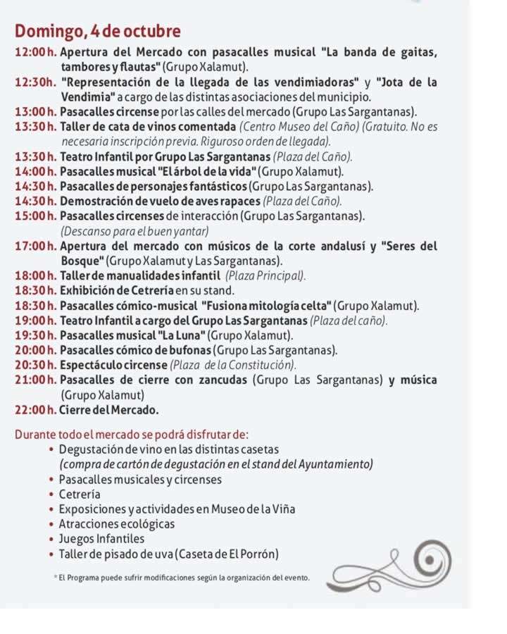 Programación de la XXI Feria Medieval del Vino de Montearagón 2026 6 XXI Feria Medieval del Vino de Montearagón 2026 Domingo