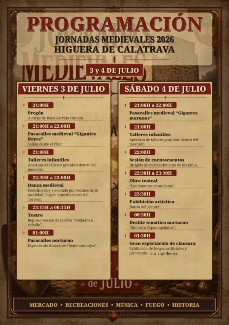 Jornadas medievales de Higuera de Calatrava 2026 (Jaén) 5 jornadas medievales higuera de calatrava 2026 programa
