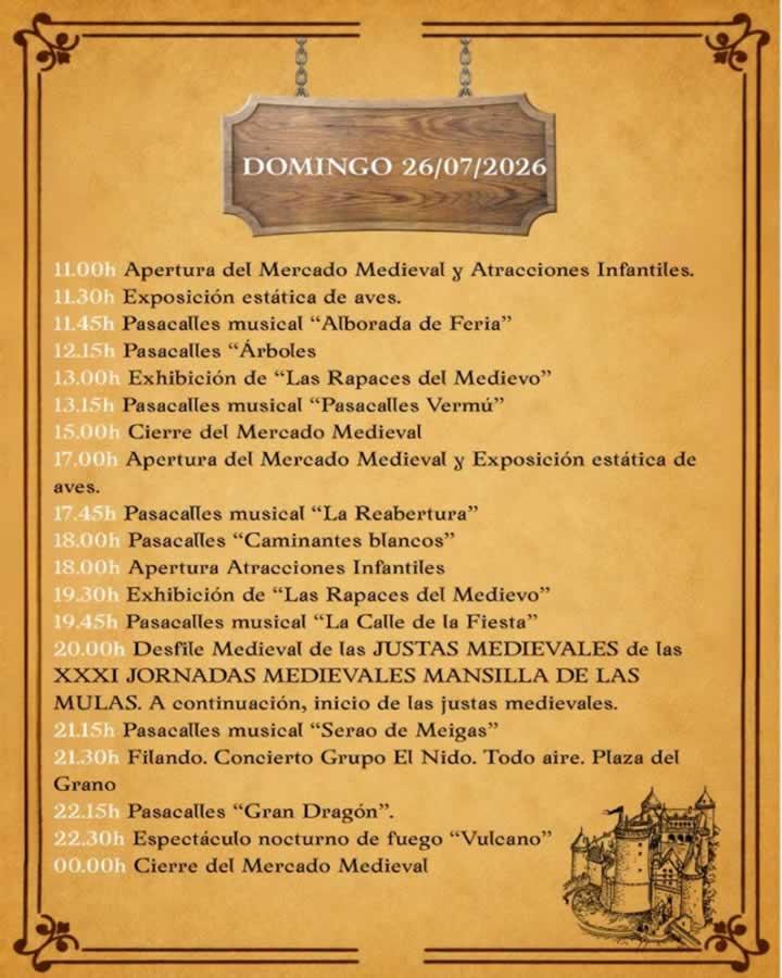 Programación del Mercado Medieval de Mansilla de las Mulas 2026 3 jornadas medievales mansilla programa 02