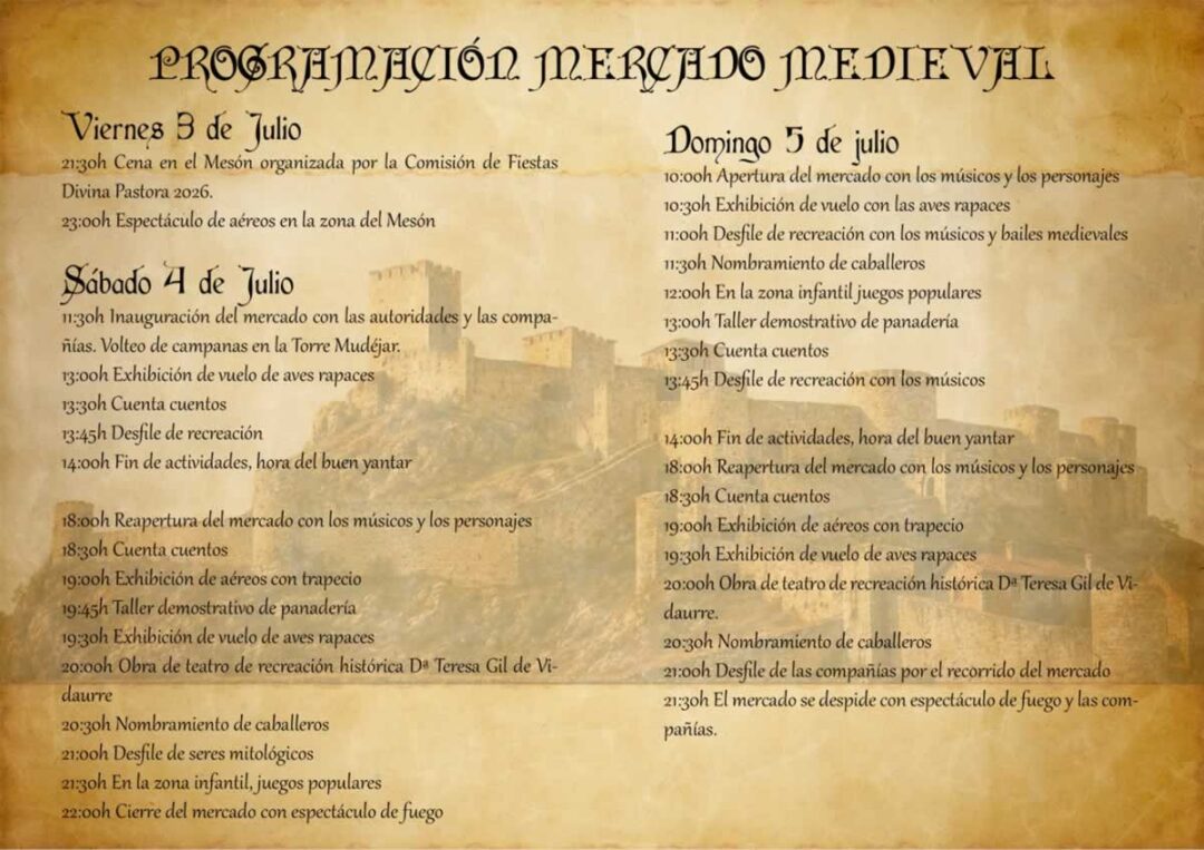 Mercado Medieval de Jérica 'Dª Teresa Gil de Vidaurre' (Castellón) 2 Programa del Mercado Medieval Dª Teresa Gil de Vidaurre en Jérica (Castellón)