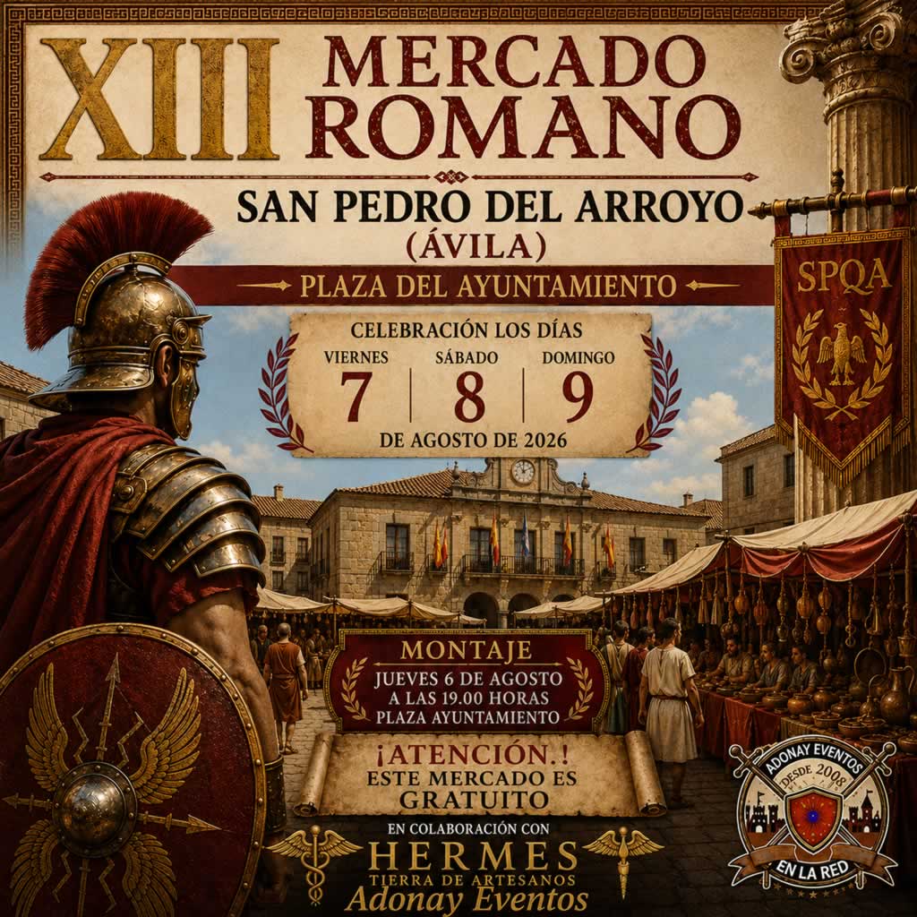 Mercado Romano de San Pedro del Arroyo 2026 | XIII Mercado Romano en Ávila del 7 al 9 de agosto