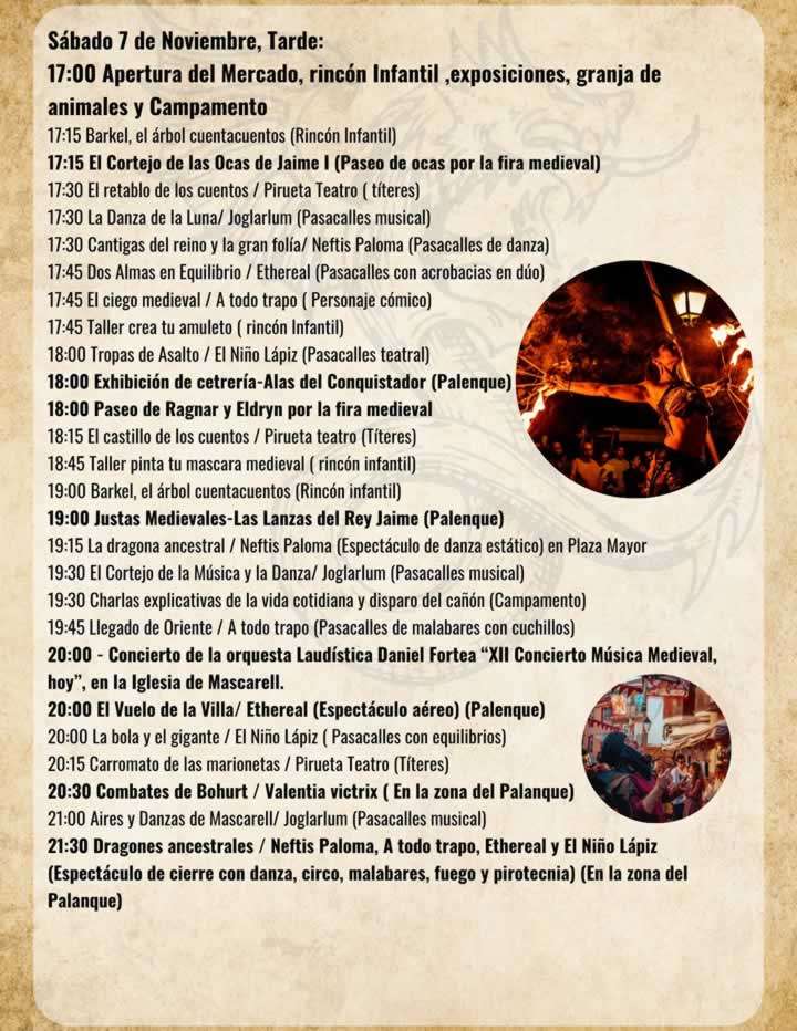 Programación Feria Medieval de Mascarell 2026
