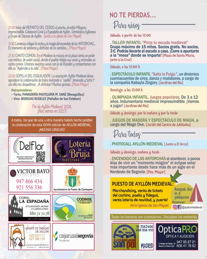 Programación de la 28ª edición de Ayllón Medieval 2026 6 ayllon medieval page 0002