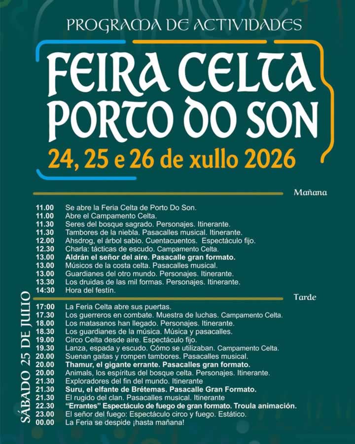 Programación de la Feira Celta de Porto do Son 2026 / A Coruña 2 celta porto do son programa 1