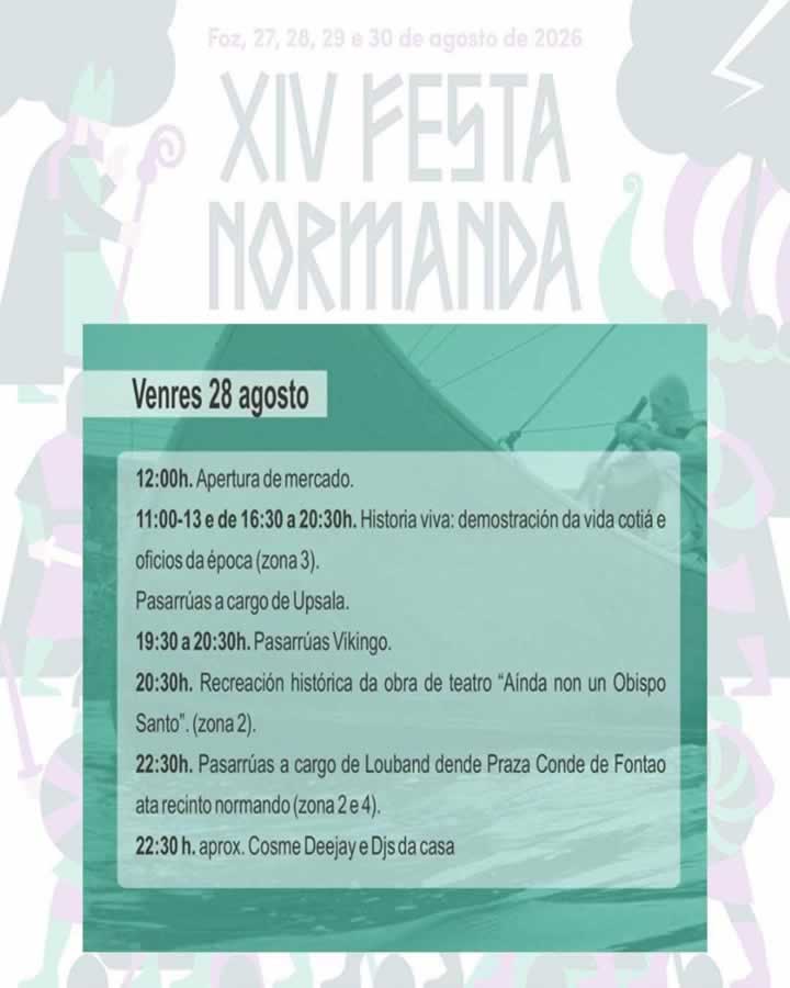 Programación Mercado de la Festa Normanda de Foz 2026 Viernes