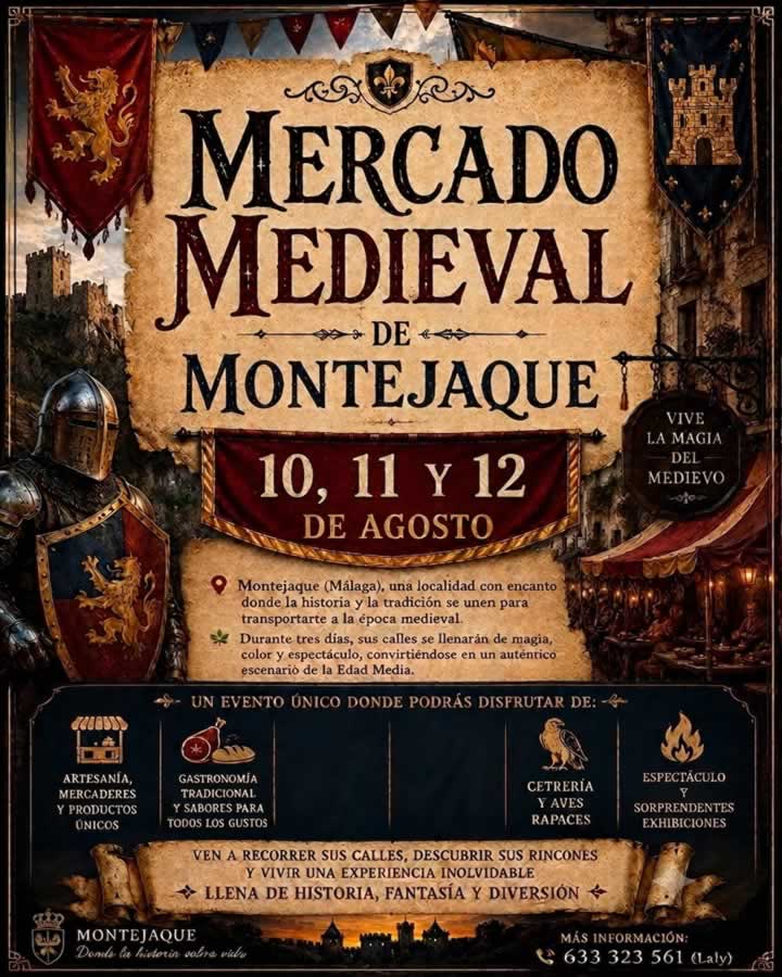 Cartel Mercado Medieval en Montejaque 2026, Málaga