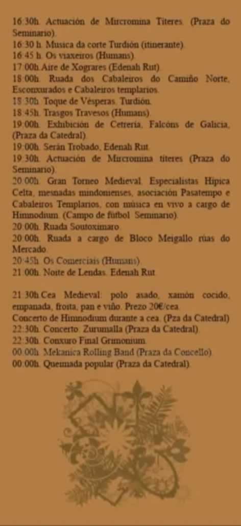 Programación XXXIV Mercado Medieval de Mondoñedo 2026: del 7 al 9 de agosto 3 Programa XXXIV Mercado Medieval de Mondoñedo 2026: del 7 al 9 de agosto 2