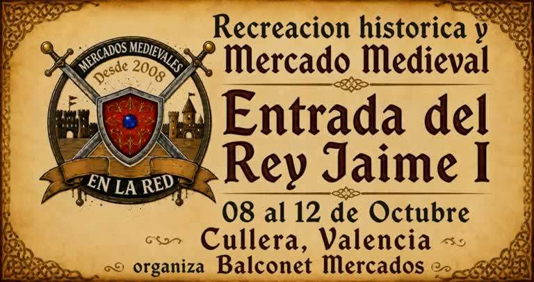 Convocatoria artesanos Mercado Medieval Entrada del Rey Jaime I Cullera 2026