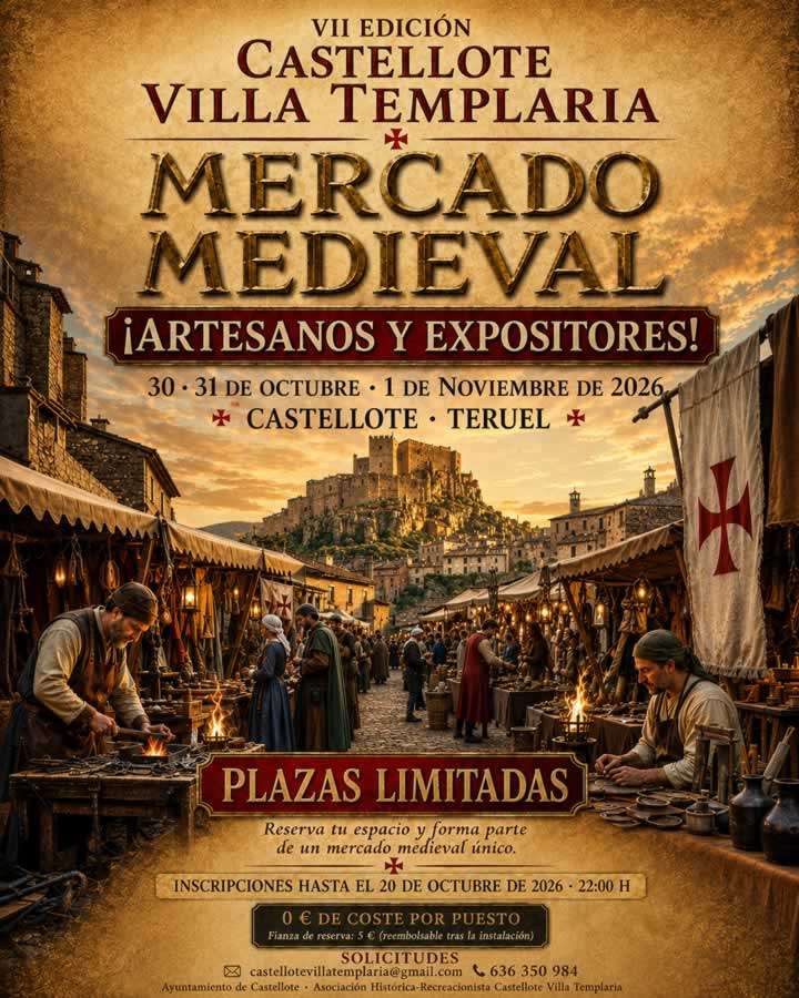 Cartel Castellote Villa Templaria 2026 Mercado Medieval convocatoria artesanos