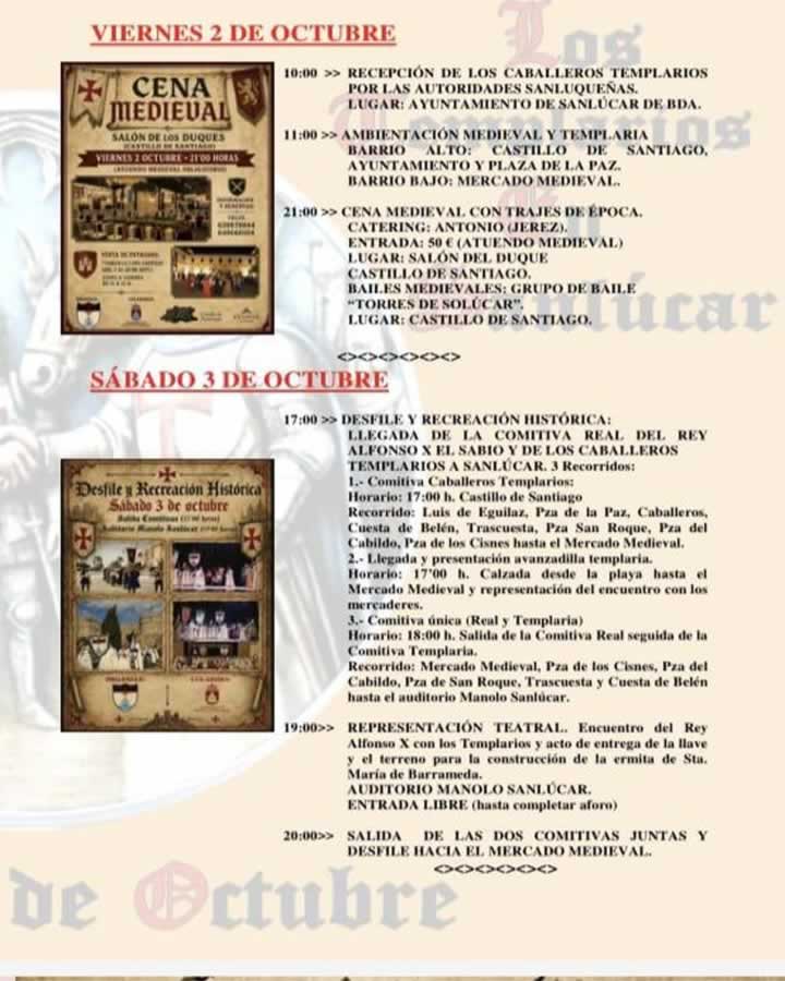 Mercado Templario de Sanlúcar de Barrameda 2026: Programación completa 7 Programación Mercado Templario de Sanlúcar de Barrameda 2026 Sabado