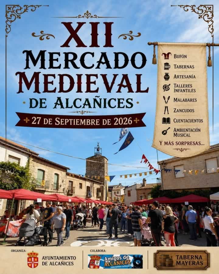 Cartel XII Mercado Medieval de Alcañices 2026: convocatoria para artesanos