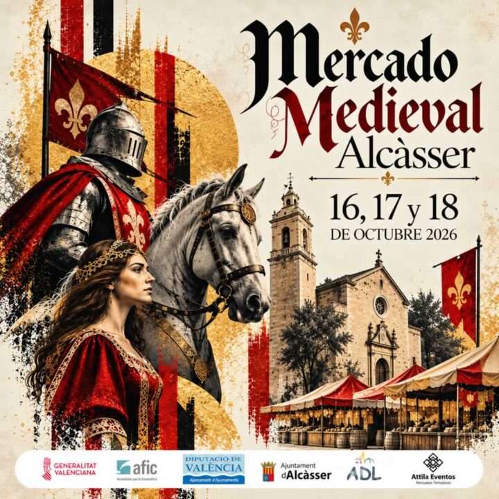 Cartel del Mercado Medieval de Alcàsser del 16 al 18 de octubre de 2026, organizado por Attila Eventos 1080x1080