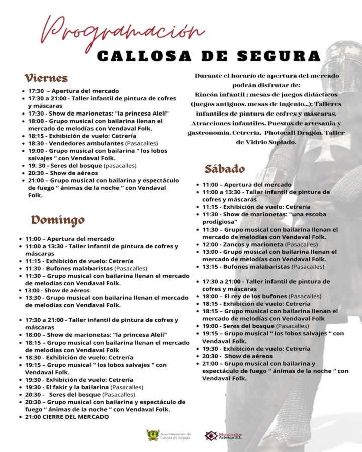 mercado medieval callosa segura 2026 programa