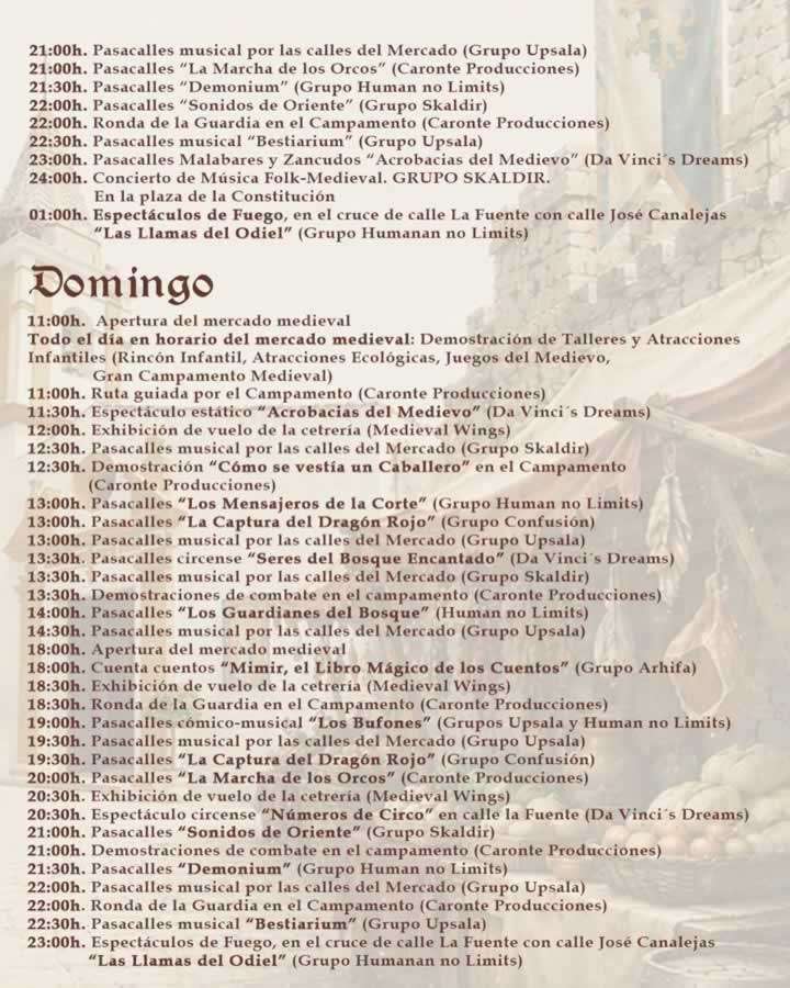 Programa del Mercado Medieval de Aljaraque 2026 (Huelva) 2