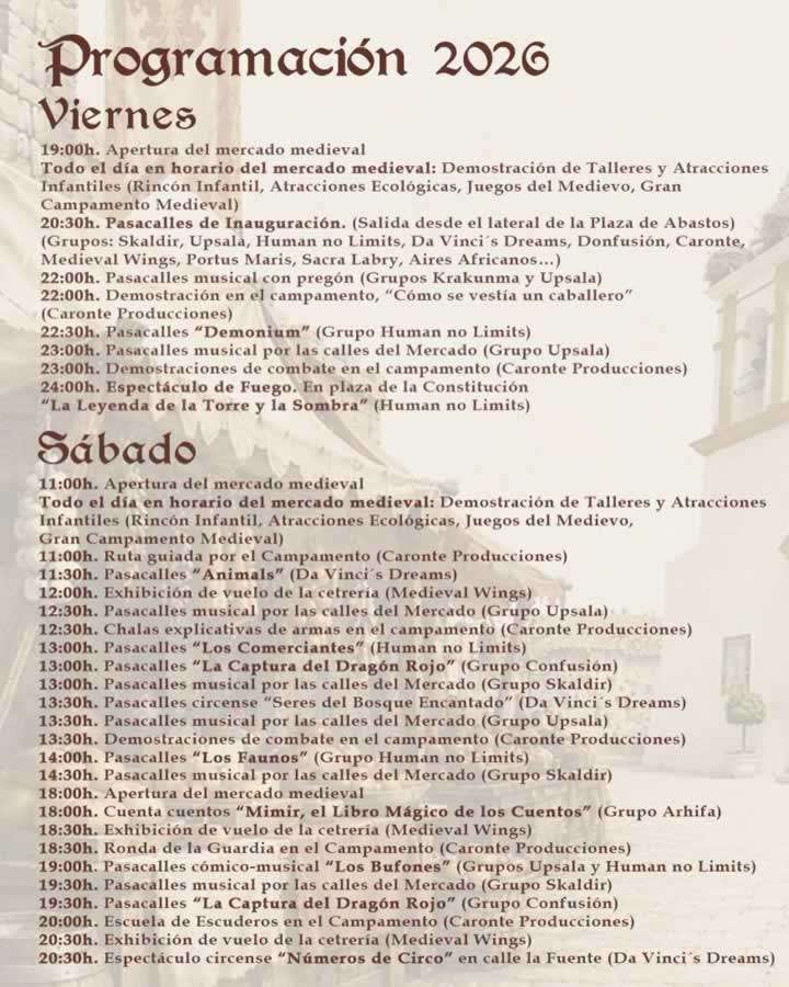 Programa del Mercado Medieval de Aljaraque 2026 (Huelva) 1